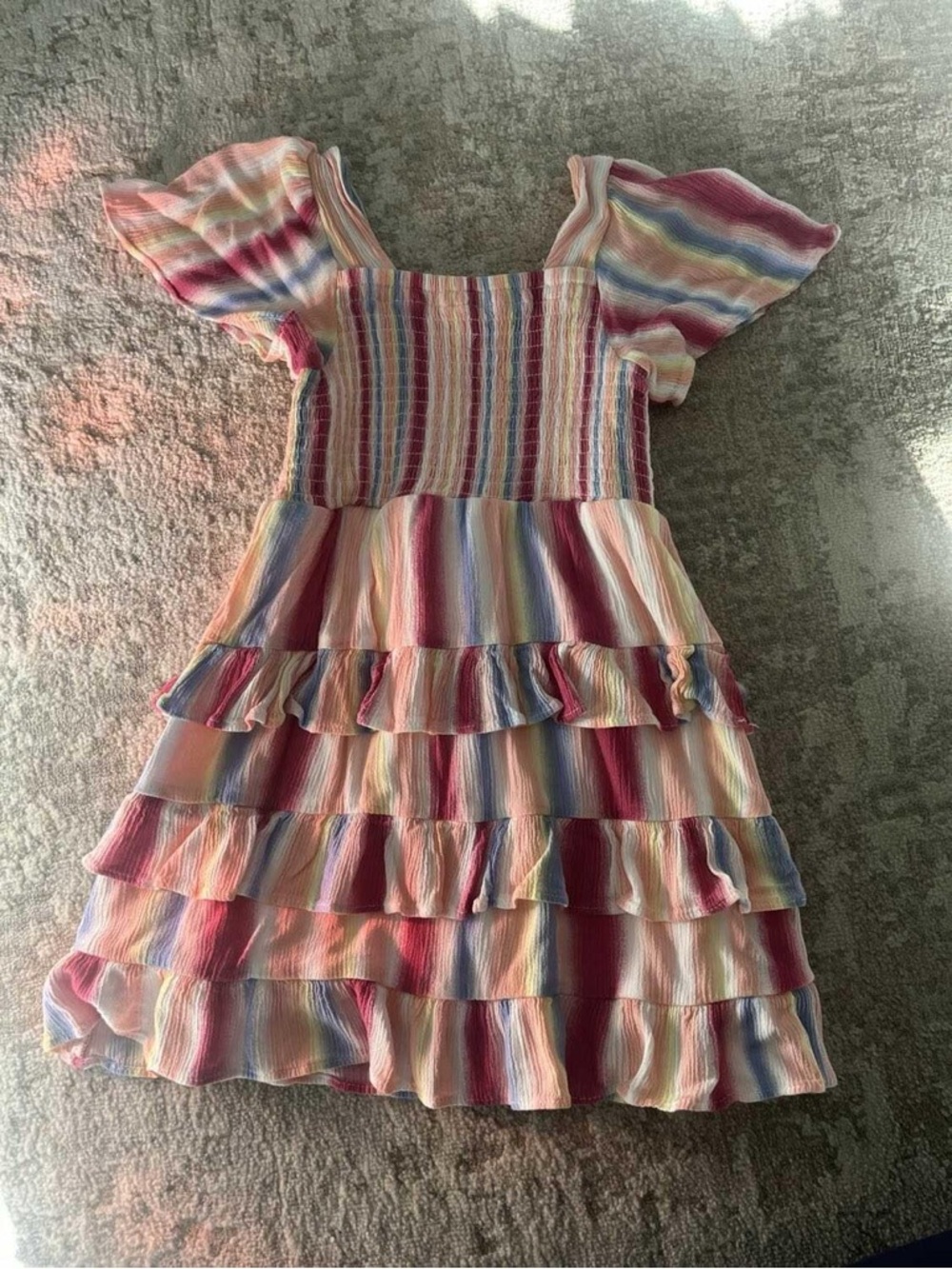 Chelsea & Violet Rainbow Stripe Ruffle Dress